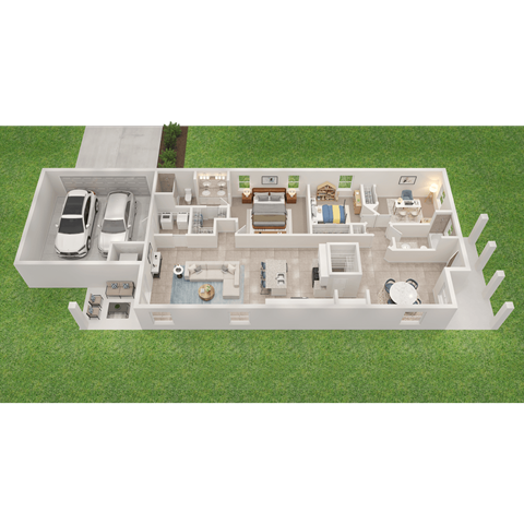 Floor plan for 3 beds, 2 baths, 1530 sqft